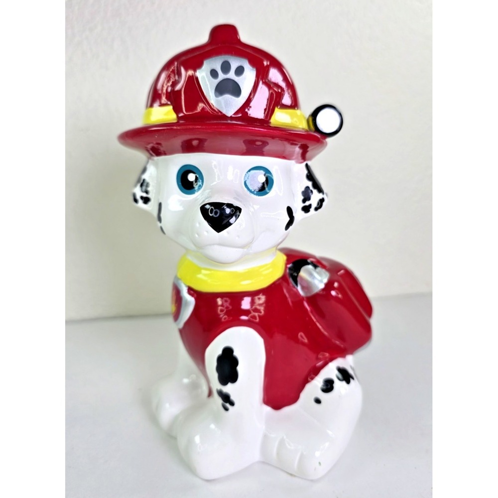 Paw Patrol Marshall Piggy Bank Ceramic 8" Fireman 2015 Spinmaster‎ Dalmation Dog